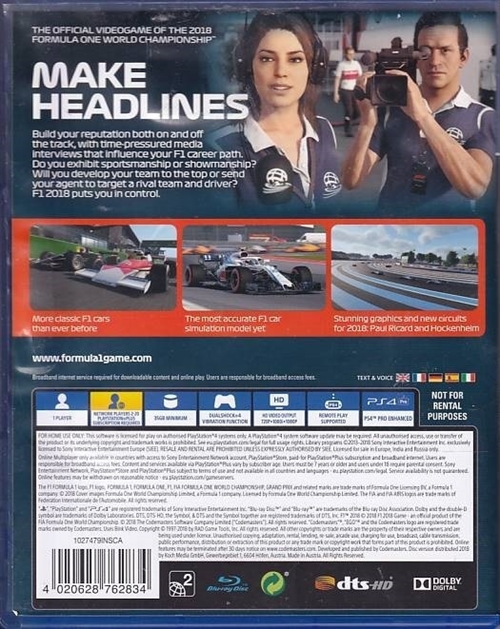 F1 2018 - PS4 (B Grade) (Genbrug)